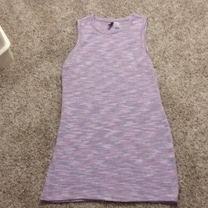 Sleeveless Pink and Purple Ribbed Mini Dress